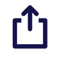 A stylized icon with an arrow pointing upwards, symbolizing sharing content.