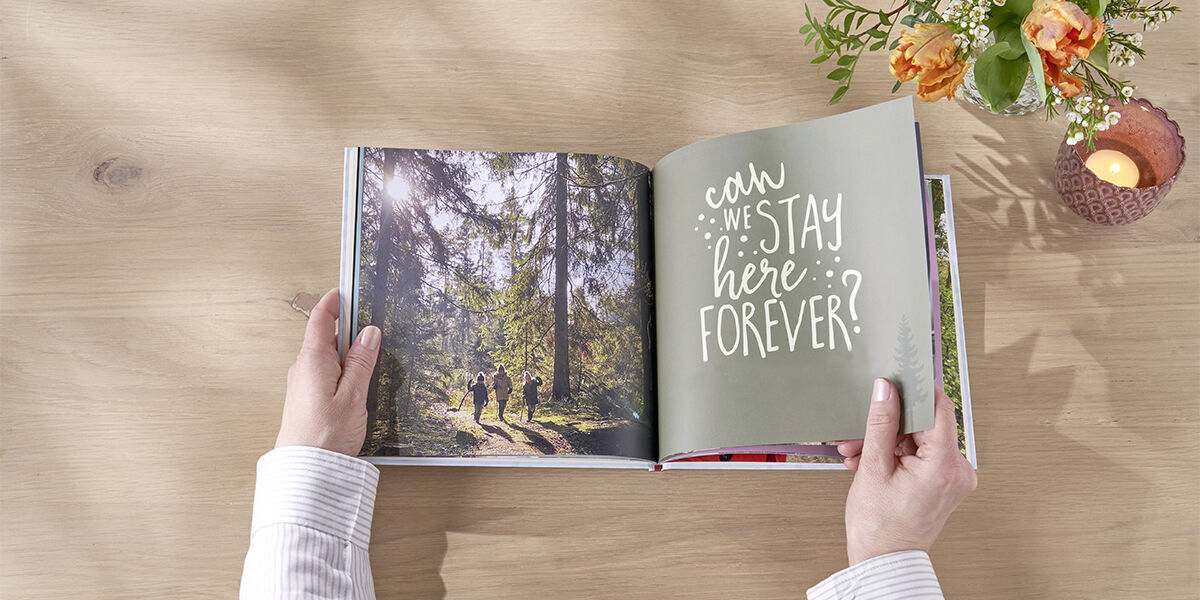 woodland photography and quote printed in photo book