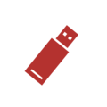 A red USB stick in simple shape.