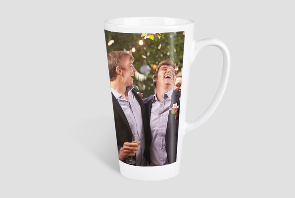 tall latte mug personalised with family photo